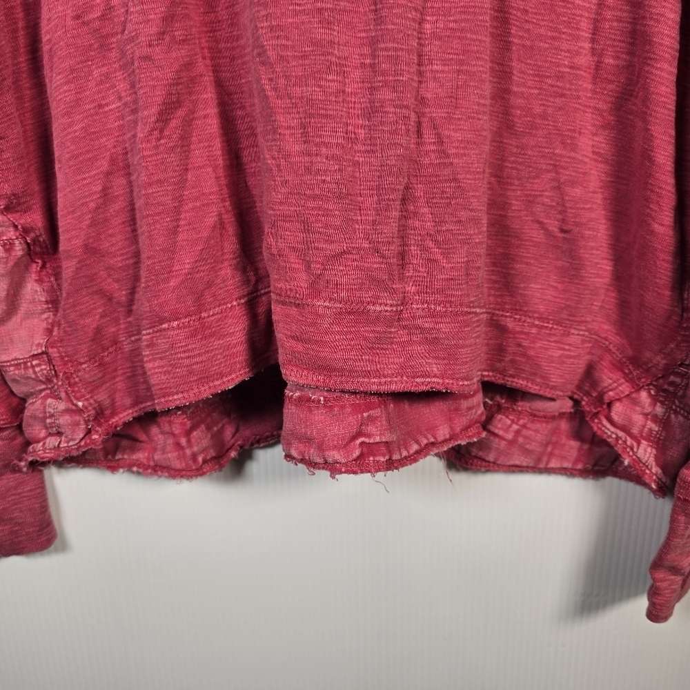 Pilcro Boho Henley Top Skater Streetwear Stretchy Distressed Faded Red Size L - Picture 8 of 14